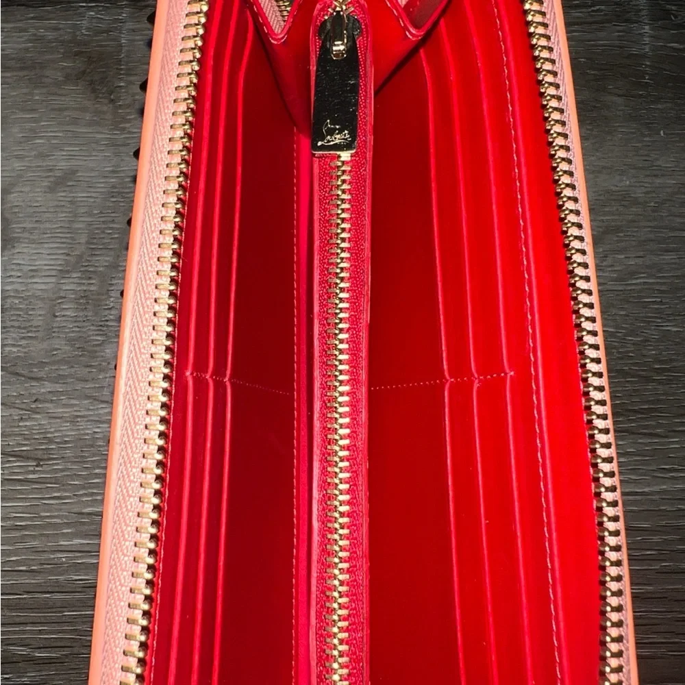 Christian Louboutin Pink Leather Studded Long Wallet Panettone - Picture 8 of 12